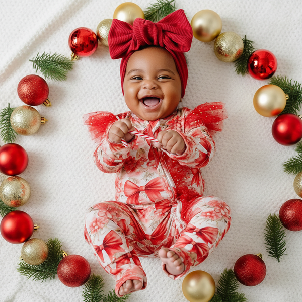 Grenouillère Bébé Premier Noël - Nœud Rouge