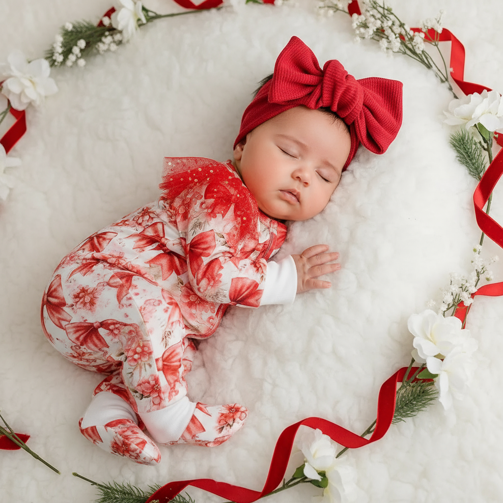Grenouillère Bébé Premier Noël - Nœud Rouge